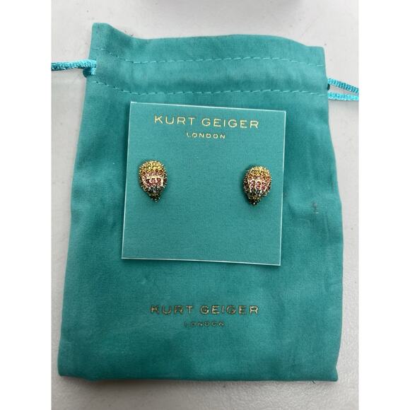 Kurt Geiger London Signature Rainbow Eagle Studs Earrings Gold Tone - Picture 1 of 9